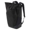 The HEAD Pro X Padel Backpack 25L - Black features urban style, a large front zippered pocket, side pocket, adjustable shoulder straps, and the HEAD logo printed vertically on one side.