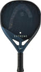 The HEAD Extreme One 2025 Padel Racket features a black and navy modern design, 12K carbon fibre build, minimal hole pattern, and textured surface for extreme spin, with "Extreme One" on the face.