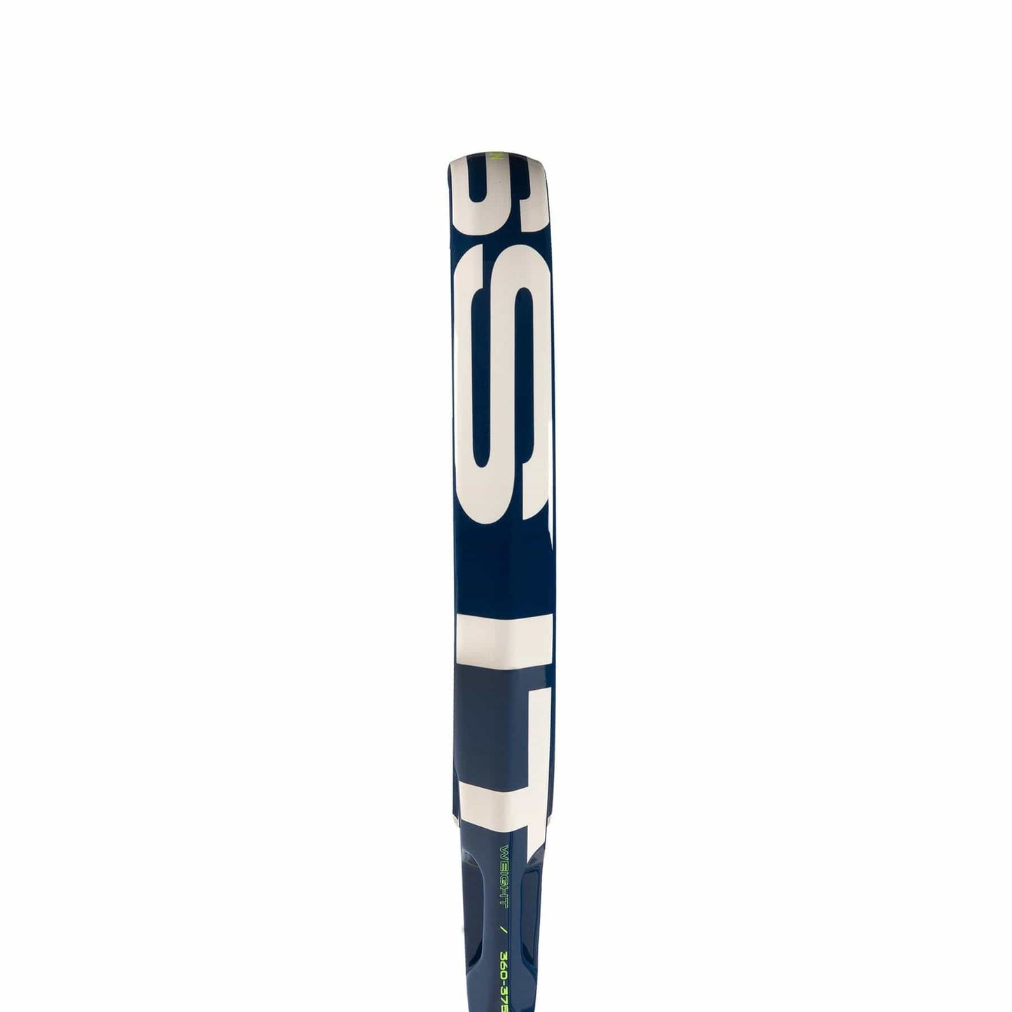 A close-up side view of the adidas Cross It Carbon CTRL Padel Racket, highlighting its blue and white frame with visible carbon fibre details against a plain white background.