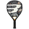 The Bullpadel Neuron 02 2026 Padel Racket is a professional black racket with a large "B" logo, multiple round holes on the face, textured grip handle, and sleek white and gray design accents.