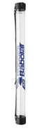 A long, white cylindrical Babolat Padel Ball Pickup Tube for tennis balls, featuring black end caps and a carrying strap. The brand name "Babolat" is vertically printed in blue along the side, making it ideal for training sessions.