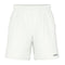 HEAD's Vision Power Mens Padel Shorts in white offer a 4-way stretch for optimal movement, come with an elastic waistband and side pockets. The black printed "HEAD" logo on the lower left leg adds a stylish touch, while moisture transfer technology keeps you cool and dry.