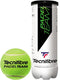 The Tecnifibre Padel Team Balls come in a sleek, cylindrical, white tube with bold black and green text. Inside are vibrant green padel balls featuring the Tecnifibre logo—ideal for any Padel Tour enthusiast.