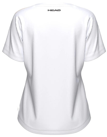 Back view of the HEAD Tie-Break II Women's Padel T-Shirt - APXW, featuring "HEAD" in black near the neckline. This HEAD apparel offers a relaxed fit and moisture-wicking fabric for all-day comfort.