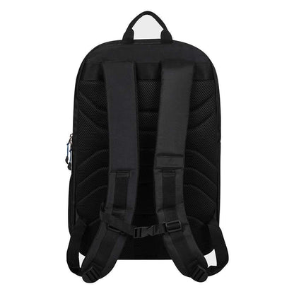 The Bullpadel BPM26007 Vertex Padel Backpack in black features padded shoulder straps, a top handle, chest strap, and a textured cushioned back panel for comfort—perfect for carrying your padel racket.