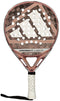 The adidas Cross It Light 2026 Padel Racket is pink and brown with carbon fibre construction, a white perforated grip with wrist strap, and a bold adidas logo across the face.