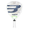 The Bullpadel Pearl 2025 Padel Racket showcases a sleek modern design with a white frame, large blue "B", and TRINAMIC technology for enhanced performance. It features multiple round holes, a white grip, and "Bullpadel" in black near the handle.