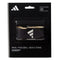 The ADIDAS Antishock Padel Racket Protector Tape - Black, designed for padel, pickleball, and beach tennis, is made of durable, high-quality materials. Featuring a white and black striped logo design, it measures 37cm x 3.6cm x 0.5mm and offers high resistance.