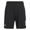 These black ADIDAS Men's 3 Stripe Padel Shorts feature a small white Adidas logo on the left thigh, a white number 11 on the right, and are designed with an elastic waistband and moisture-wicking fabric for comfort. Perfect for high-performance play.