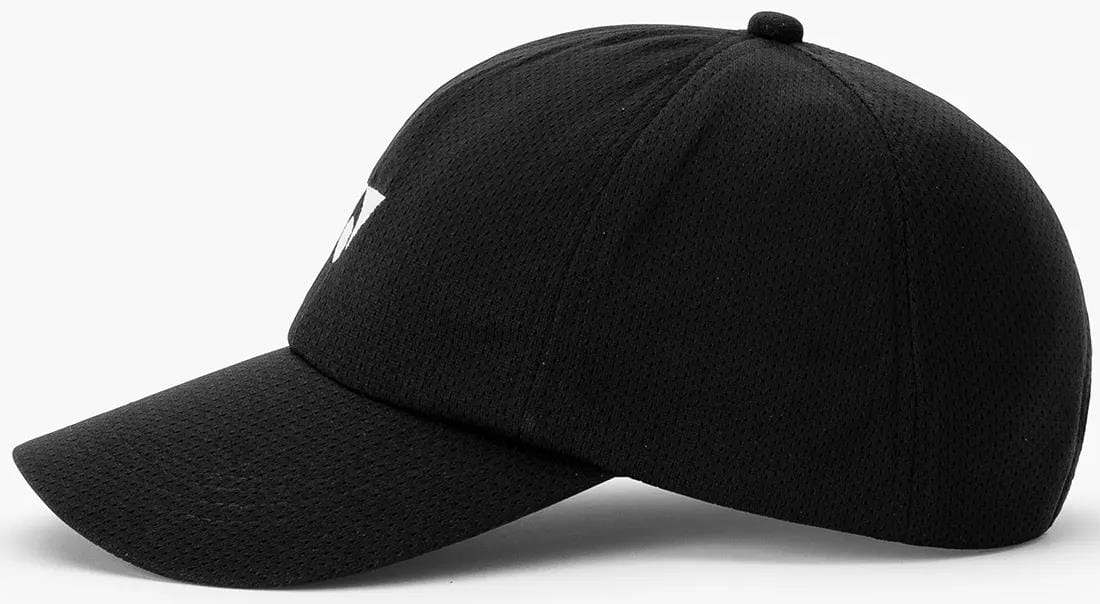The Yonex 40125EX Padel Cap - Black features a curved brim, textured fabric, and a lightweight, breathable design with adjustable sizing for comfort.