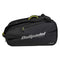The Bullpadel BPP26022 XPLO Padel Racket Bag in black features a shoulder strap, side pocket, zipper, and white "Bullpadel" and "XPLO" text on the side—endorsed by Martín Di Nenno.