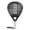 The adidas Match 3.3 Black/Lime Padel Racket features a teardrop shape, black and gray design with white dots, green-yellow accents, geometric face patterns, white grip, and black wrist strap—perfect for padel beginners.