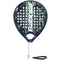 The Babolat Reveal Padel Racket by Babolat features a lightweight design, black, green, and pink pattern, multiple face holes, a white grip handle, black wrist strap, and a prominent white Babolat logo.