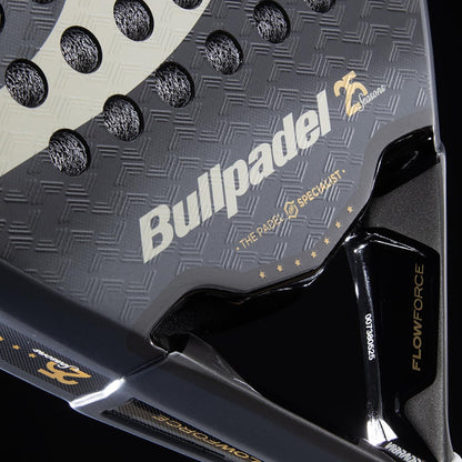 Close-up of the Bullpadel Flow Legend 2026 Padel Racket, featuring advanced Flowforce technology and designed by Bullpadel specifically for women.
