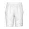 HEAD Perfomance Men's Padel Shorts in white, featuring an elastic waistband and side pockets, shown from the back. Made with smooth, lightweight fabric that incorporates 4-way stretch and Moisture Transfer Microfiber Technology. A small HEAD logo is visible near the bottom edge.