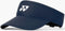 The Yonex 40126EX Padel Visor in navy blue is made from lightweight polyester, features a white Yonex logo on the front, curved brim stitching, and an adjustable back strap for comfort.