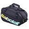 The Babolat Court S Padel Racket Bag - Black / Multi features sturdy handles, zipper closures, and bold "Babolat" branding in yellow-green and light blue—ideal for carrying your padel gear.