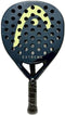 The HEAD Extreme Pro 2025 Mini Padel Racket Replica by HEAD features a black design, yellow logo, circular holes on the surface, and "EXTREME PRO" printed near the handle.