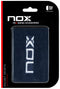 The NOX Padel Wristband - Blue / White features the NOX logo, is part of the PRO SERIES ACCESSORIES and WORLD PADEL TOUR OFFICIAL ACCESSORIES lines, and uses Balance Fresh technology for improved sweat isolation during racket sports.