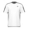The HEAD Vision Slice Men's Padel T-Shirt in white is designed with black accents on the shoulders and sides, featuring a small black logo on the left chest. This shirt offers short sleeves, a classic crew neck, and a mesh back to enhance moisture transfer, providing all-day comfort.