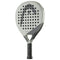 The HEAD EVO Speed 2025 Padel Racket features a modern teardrop shape, light gray and black design, large head with circular holes, textured black handle, and bold "SPEED" branding on the face.
