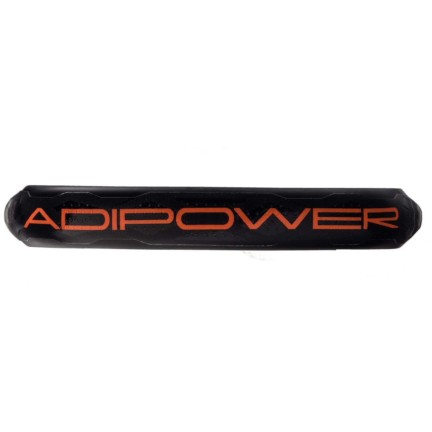 A black, cylindrical object featuring the word "ADIPOWER" in bold orange letters, echoing the signature branding on the adidas ADIDAS Adipower CTRL 3.3 Padel Racket.