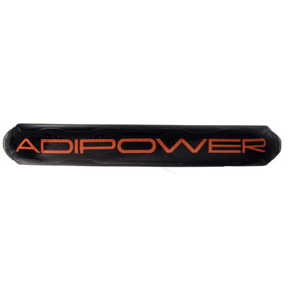A black, cylindrical object featuring the word "ADIPOWER" in bold orange letters, echoing the signature branding on the adidas ADIDAS Adipower CTRL 3.3 Padel Racket.