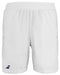 Made by Babolat, the Babolat Play Men's Padel Shorts in white are designed with recycled polyester fabric, featuring an elastic waistband and subtle navy accents on the sides for a perfect blend of comfort and style.