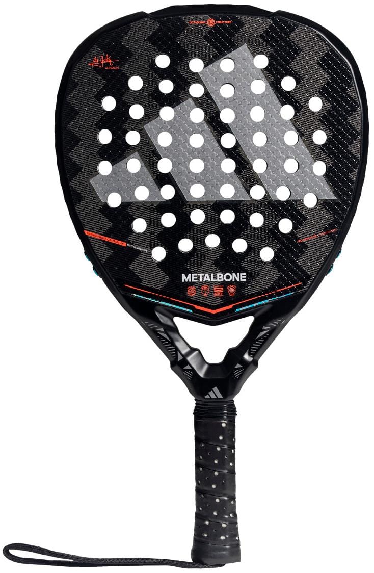 The adidas Metalbone by Ale Galán 2026 Padel Racket is black with white dots and features a Spin Blade Decal for enhanced control.