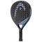 The HEAD Evo Speed 2023 Padel Racket by HEAD comes in black and dark gray with a perforated surface, "SPEED" branding, and logo. Its grip-taped handle offers comfort and power, making it perfect for beginners.