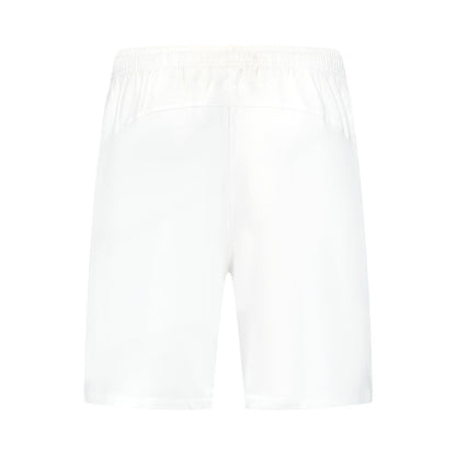 The K-Swiss Hypercourt 7" Men's Padel Shorts 2 - White, made with four-way stretch polyester for a smooth texture, feature an elastic waistband and a back seam across the upper area, balancing style and flexibility for peak performance on the court.