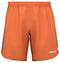 HEAD Power Mens Padel Shorts feature orange fabric with an elastic waistband, black side stripes, and "HEAD" printed in white at the bottom right. Made with moisture-wicking microfiber and 4-way stretch for freedom of movement—ideal for comfort and performance.