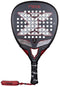 The NOX NFA Future Attack 12K Alum Padel Racket features a black and red design, perforated face with a bold "X" center, and offers great power and control. Includes a black grip and wrist strap.