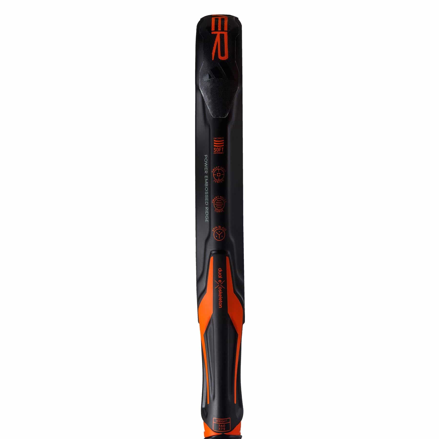 Close-up of a black and orange ski edge, highlighting technical markings and side profile—precision reminiscent of the adidas ADIDAS Adipower CTRL 3.3 Padel Racket. Visible branding is featured along the top.