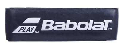 The Babolat Syntec Team X1 Replacement Padel Grip in black showcases a white logo and the word "PLAY" on one side, providing an optimized feel for improved racket feedback.