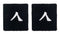 The Kanso 7cm Wristband, made from absorbent fabric for optimal comfort, features two black wristbands with a white stylized logo, displayed side by side on a light gray background.