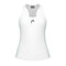 The HEAD Spirit Women's Padel Tank Top by HEAD showcases a white sleeveless design with a centrally placed black logo, enhanced by green accents. Made with Moisture Transfer Microfibre for superior breathability, this tank features a racerback style that combines comfort and fashion.
