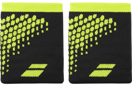 The Babolat Logo Jumbo Wristband in Aero Grey features a textured, knitted design and subtle logo—ideal tennis wristbands for effective sweat absorption.