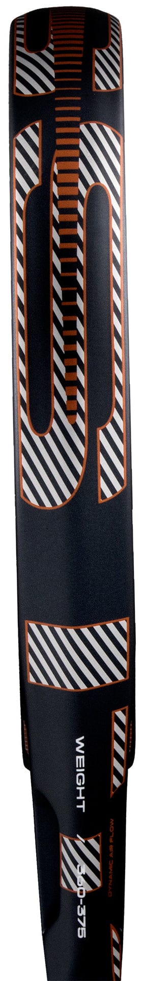 A close-up of the ADIDAS Cross It Carbon Ctrl 2026 padel racket by adidas, showing its sleek design and branding details in black with orange and white accents.