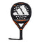 The adidas ADIDAS Adipower CTRL 3.3 Padel Racket is black with a white logo, round perforated head, orange details, and a black grip with wrist strap—perfect for players seeking top control.