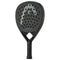 The HEAD Speed Pro 2025 Padel Racket by HEAD is black with a perforated face, features the gray HEAD logo and "SPEED" at the center, includes Auxetic 2.0 technology for better performance, and has a handle wrapped in black grip tape.