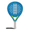 The adidas Drive 3.3 Blue Padel Racket features a blue and green design with white dots and lines, "DRIVE" at the top, a white handle, and a black wrist strap—ideal as a beginner padel racket.