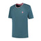 The K-Swiss Hypercourt Mesh Crew 4 Men's Padel T-Shirt in Stargazer features short sleeves and a small pink and white badge on the chest. It has a collar with pink and white stripes, adding contrast to its modern design, making it ideal for intense Hypercourt matches.