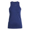 The ADIDAS Womens Club Padel Tank Top - Navy, by adidas, is a fitted sleeveless piece made from recycled materials. It features a round neckline and Climacool technology, presented against a plain white background, merging style with sustainability.