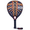 The Babolat Technical Viper Padel Racket by Babolat features a bold black and red design with gold and white accents, multiple holes, vibration dampening, and a comfy black grip plus branded wrist strap.