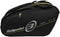 The Bullpadel BPP26015 Tour 2026 Padel Racket Bag in black features yellow accents, a large "B" logo, "THE PADEL SPECIALIST" text, multiple zippered compartments, shoulder strap, and thermal racket sections.
