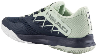 The HEAD Motion Team 1.5 Mens Padel Shoes in blue/green feature a breathable mesh upper, textured sole, and the HEAD logo—ideal for comfort and performance on the padel court.