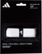 Introducing the ADIDAS Replacement Padel Grip - White by adidas, a versatile grip for padel, pickleball, and beach tennis. It's crafted with durable polyurethane for cushioning and measures 90cm x 2cm x 1.8mm as highlighted on the packaging.