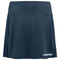 The HEAD Club Basic Women's Padel Skort Long in Navy combines comfort and style with a high waistband and side slit. The white "HEAD" logo adorns the bottom, while its Moisture Transfer Microfibre technology ensures you stay cool and dry.