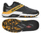The Babolat Movea 2 Men's Padel Shoes in Black/Saffron feature a sleek design with "Babolat" branding. The side view showcases the detailed sole pattern, accented in black and saffron, while the Michelin Padel logo adds a touch of excellence on both the sides and sole.